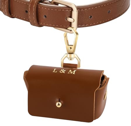 Godchoices Benutzerdefinierte erste Ehering-Trägertasche für Hundehalsband, Personalisierte Hunde-Ehering-Kissenbox für Haustiere, Leder-Ehering-Halter-Beutel, Paar-Ring-Aufbewahrungsbox