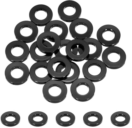 QUARKZMAN 20pz Rondella Piatta Guarnizione Alluminio Dia Foro 6mm/0.24 Nero | Rondella Svasata Anodizzata, Rotondo, per Viti Rc/Fpv/Pc/Drone Meccanici Parti Modello