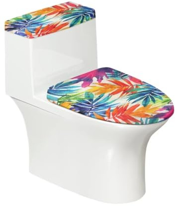 FUIALDOLG Colorful Maple Leaves Toilet Seat Cushion Pad Cover Set - Standard Toilet Lids for Bathroom, Machine Wash