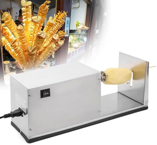 VQIGGTSS Máquina cortadora de Patatas eléctrica, cortadora de Patatas Tornado eléctrico Cortador en Espiral Máquina para freír Francesa Acero Inoxidable con Control de Interruptor