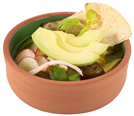 Restaurantware-Terra Tek 6.8 Ounce Terracotta Cazuelas, 10 Green Glazed Clay Pots For Cooking - Oven-Ready, Microwavable, Terracotta Serving Pots, Dishwashable, For Cooking And Serving