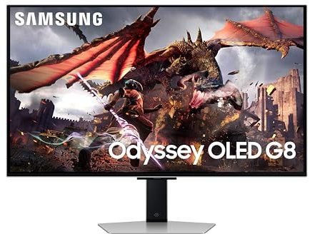Samsung Odyssey Gaming OLED G8 LS32DG802SUXXU 32 Ultra HD Gaming Monitor - 4K UHD, 0.03ms, 240Hz, HDR10+, Height Adjust, Speakers, Full Smart Platform, 3840x2160 (Renewed)