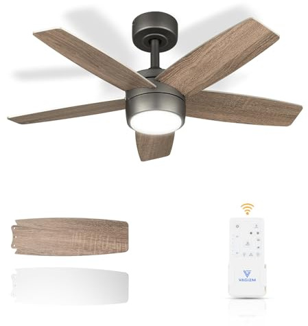 Vagizm Deckenventilator 91 CM für Kleine RäUme: Moderne Ventilatoren mit Dimmbarer Lichtfernbedienung – Umkehrbar, Leise mit 6 Geschwindigkeiten für Kleine Schlafzimmer - 230V