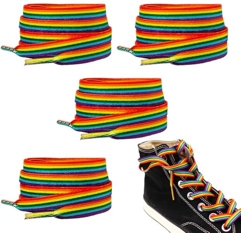 Sprinlot snören färgglada, skosnören regnbåge, breda regnbågsskoband, pride-skosnören, för barn, vuxna, sneakers, höga toppar