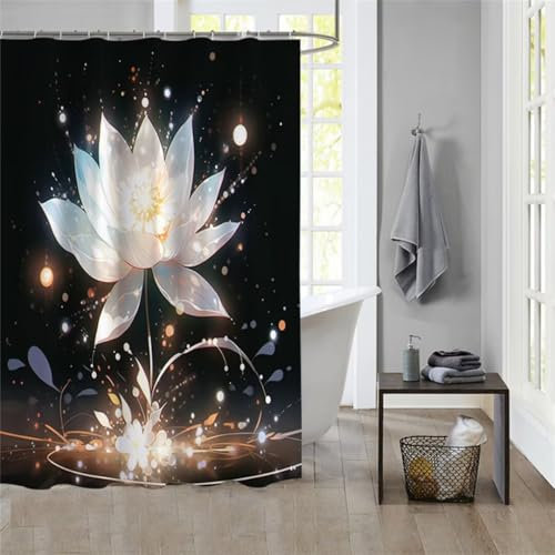 Duschvorhang Weiß 150x180cm Beschwerter Saum Wasserdicht Duschvorhänge Waschbar Stoff Shower Curtains Mit Ösen Duschvorhangringe Faltbarer Bad Curtain Badewanne Badezimmer Vorhang Gardinen 1466