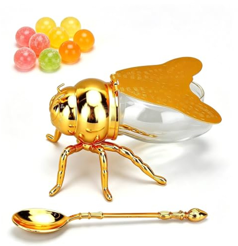 Beufee Honey Jar, Honey Container Decorative Bee Shaped Honey Jar Condiment Pot Glass Honey Pot Container for Home Hotel Restaurant (-1214240028911)