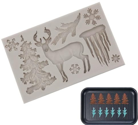 Stampi natalizi in silicone per pasticceria, stampi natalizi per dolci, torte, pane, mousse, gelatina, cioccolato, budino, albero di Natale, fiocco di neve, alce