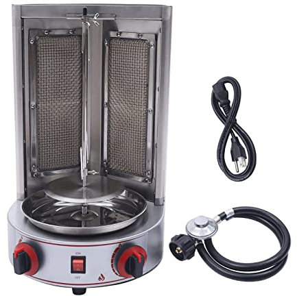 Máquina vertical de asador de gas Shawarma, máquina de parrilla de propano Doner Kebab para reuniones familiares y restaurantes
