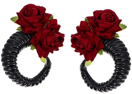 Ipetboom 1pair Decorative Rose Hairband for Festivals and Photography Comfortable Headdress Two Horn Roses Hair Accessories for Parties and Gatherings