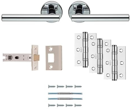 Carlisle Brass Faro Ultimate Door Pack, Polished Chrome | Includes Pair of Handles, 3 Hinges, 3 Latch - UDP011CP/INTB