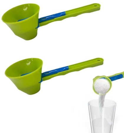 Lot de 2 cuillères à protéines, entonnoir 2 en 1 pour poudre avec base coulissante, entonnoir à mesurer avec précision pour poudre de protéines, café et suppléments, versement facile et sans désordre