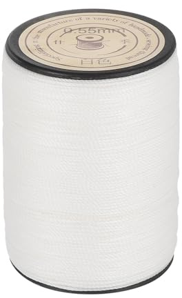 sourcing map 0.55mm Waxed Cord, 131 Yards White Brown Waxed Polyester Cord Waist Bead String Twine Thread Beading Wax Rope for Bracelet Necklace Making, DIY Bracelets and Macrame Supplies