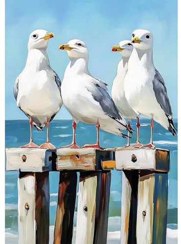 NEWENMO Süße Möwen Diamond Painting Set Erwachsene,DIY Cartoon Animals Diamant Painting Bilder,5D Diamant Malerei Erwachsene,Aesthetic für Wanddekorationen,Home Wand Dekor Geschenke,30x40cm