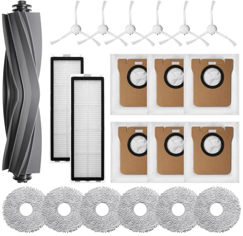 ANOMM 21 Pack Accessories Kit, 1 Main Brush, 6 Side Brushes | 2 HEPA Filters, 6 Mop Pads, 6 Dust Bags, Compatible with Dreame L10s Ultra and Xiaomi X20+ Vacuum Cleaner Replacement Parts