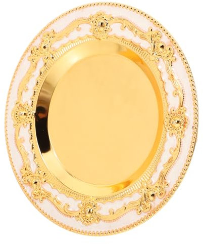 HEALLILY Vintage rund guld dekorativ bricka för soffbord förvaring charmig retro design för smycken ljus och heminredning kompakt och