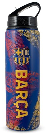 Hy-Pro Offiziell lizenzierte FC Barcelona Metall-Trinkflasche – 750ml Aluminium Sportflasche mit Klappstrohhalm, Wasserflasche für Fußballfans & Sportler