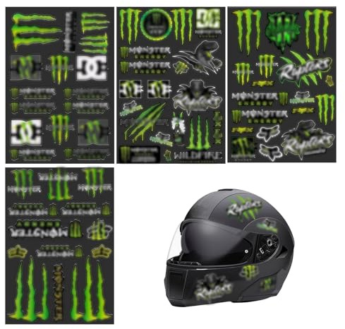 EUYKQNOI 4-Teilig Fahrrad Aufkleber Ener gy Motorrad Aufkleber Motorrad Coole Motorradhelm Aufkleber,mon Ster Energy Sticker,Hochwertige Sticker für MotorräDer,Skateboard,GeläNdemotorräDer