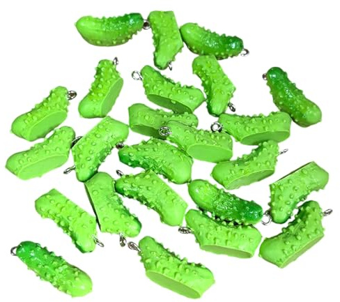 ARTISAMILY Green Cucumber Charms 10pcs Fruits Vegetable Keychain Charms Pendants Bracelet Cucumber Necklace Pendants Cute Dangle Earring Charm 30x10 mm for DIY Craft Jewelry Making