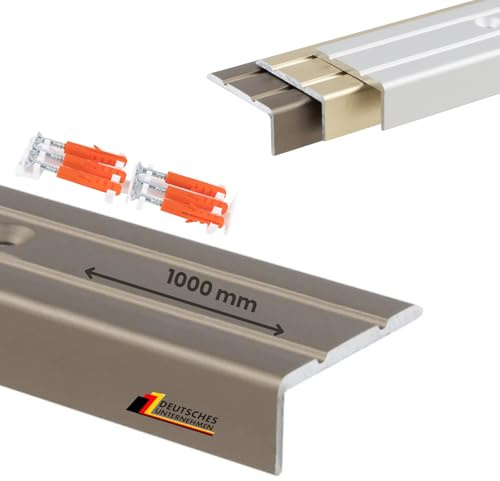 KARAT Treppenkantenprofil 1000 mm Gelocht Ink. Schrauben und Dübel - Winkelprofil 24,5 x 10 mm - (Edelstahl,matt)