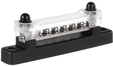 iplusmile 6 Terminal Bus Bar with Transparent Cover 150A Power Distribution Block for 12V Electrical Wiring and Grounding in Car Rv Motorcycle