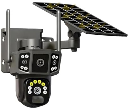 KVBRUI Telecamera di sorveglianza Solare for Esterni 4G Sim 6K 12MP Doppio Obiettivo 10 Zoom Digitale CCTV PTZ IP66 Telecamere di Sicurezza con Pannello Solare(4G Camera)