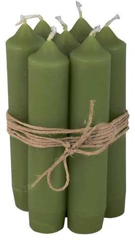 8er Set, tolle im Vintage-Stil klassische Stabkerzen im Landhauslook. Farbe 'GRÜN '. Schmal geschnitten, 2,2 cm Durchmesser, Höhe 11 cm, Hoher Neidfaktor.