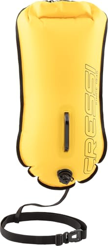 CRESSI Glide Pro Swim Buoy 28L Yellow - Bouée Jaune de Signalisation, Gonflable, Haute Visibilité et Pratique, pour Les Nageurs, Plongeurs et Triathlètes Lors d'Activités en Mer ou en Eaux Libres