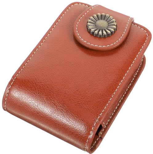 MAGICLULU Porta Rossetto Marrone in Poliestere e Pu con Specchio Integrato, Leggero e Facile da Trasportare, Pochette Cosmetica Portatile per Donna da Viaggio e Attività All'aperto