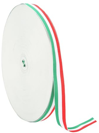 Nastro Rricolore per Medaglie, 50M 10MM Nastro da Regalo Multicolore Polyester Fabric Webbing Tricolor Ribbon Cinghia Colorato per Fettucce per Imballaggio e Decorazione (Rosso Bianco Verde)