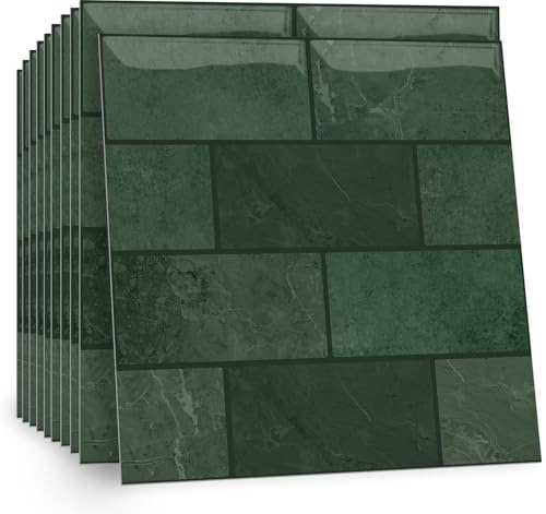 Celestdeco 2D Dunkelgruen Klebefliesen Kueche Kachel Set 30x30cm 10 Stück