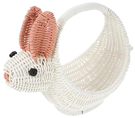 Allayu Cesta de picnic con forma de conejo, orejas conejo Pascua, accesorio para huevos Pascua, cesta ratán tejido, servir colorida y encantadora, cestas para huevos para, Estilo A