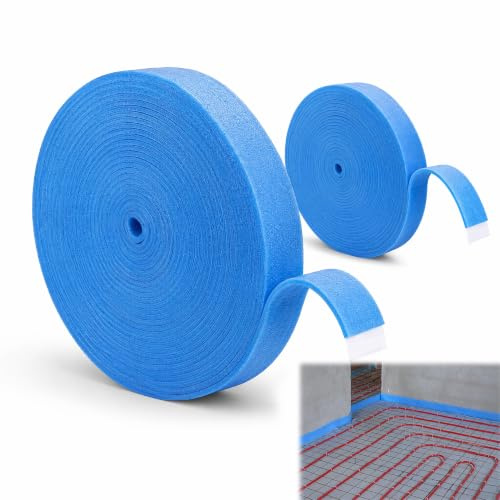 Randdämmstreifen Selbstklebend für Ausgleichsmasse - 2 Rollen 50x5 mm 10 m | Selbstklebend Randstreifen für Ausgleichsmasse Randstreifen für Fußbodenheizung und Wänden Blau