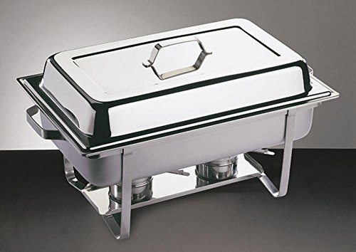 APS 11618 Chafing Dish -BASIC- 61 x 36cm, H: 30cm Edelstahl, 1 Gestell, 1 Wasserbecken 1 Deckel, einhängbar 2 Brennpastenbehälter