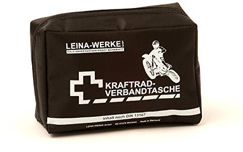Leina-Werke 17014 Kraftrad-Verbandtasche Typ II mit Klett, Schwarz/Weiß