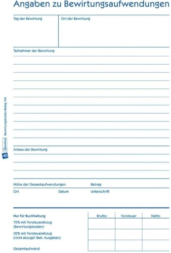 AVERY Zweckform 10 x Formularbuch Bewirtungskosten-Beleg A5 50 Blatt