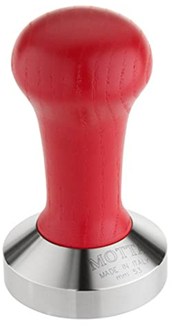 Motta 8140/R Professional Flat Base Coffee Tamper, 53mm, Red Handle