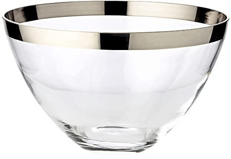 EDZARD Bol/Tazón Holly, forma redonda, diámetro 30 cm, cristal soplado con borde de platino