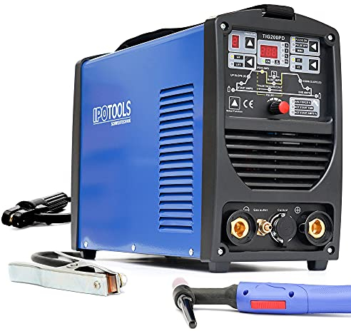 IPOTOOLS 200PD WIG Schweißgerät DC - TIG WIG Schweissgerät 200 Amper Volldigitales Inverter Schweißgerät mit HF-Zündung, Pulsfunktion, MMA, IGBT, 32-bit Mikroprozessor, 7 Jahre Garantie