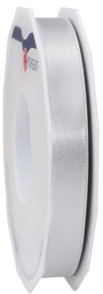 PRÄSENT C.E. Pattberg Satin sterlingsilber, 25 m Satinband zum Einpacken von Geschenken, 15 mm Breite, Geschenkband zum Dekorieren & Basteln, Dekoband, Anlass