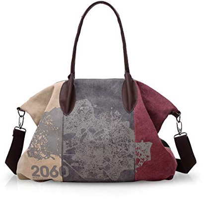 NICOLE&DORIS Canvas Tote Bags for Women Large Handbag Shoulder Bags Ladies Hobo Bag for Women Purple