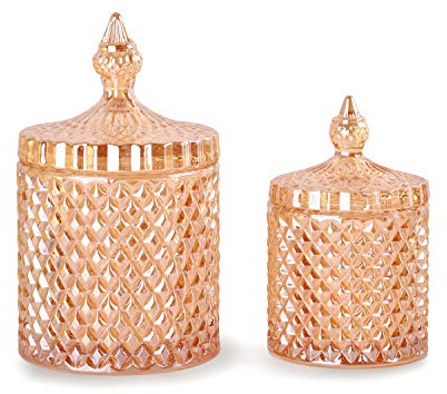 R FLORY Wattestäbchen Behälter 2 Stück Glasdosen mit Deckel Qtip Halter Tampons Kosmetik Organizer Vorratsdosen Badezimmer Aufbewahrung Wattepad Spender Deko