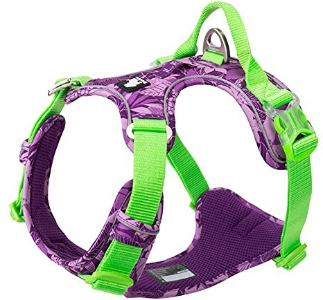 Hundegeschirr No Pull Verstellbare reflektierende Sicherheitsweste mit Griff für kleine mittelgroße große Hunde TLH5653 (M, Camouflage lila)