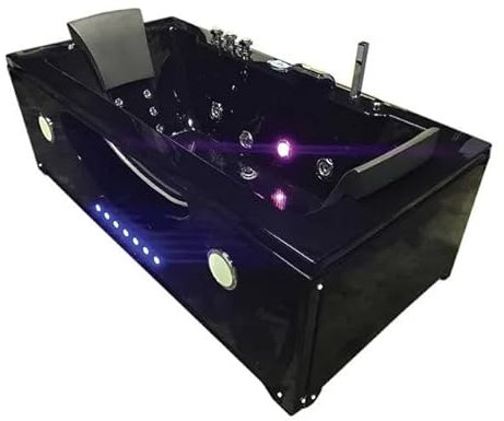 Bagno Italia vasca da bagno idromassaggio nera 180x90 cm 16 idrogetti radio cromoterapia