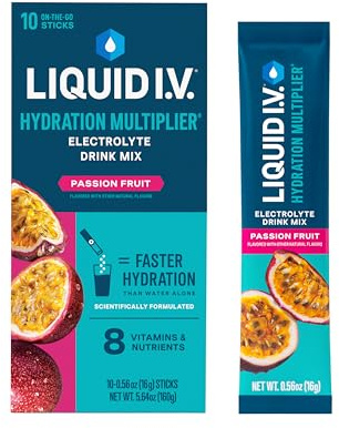 LIQUID IV Passionsfrukt vätskeblandning 10 Count, 15,88 g | Vetenskapligt formulerad | Kliniskt bevisad hydrering | Inga konstgjorda sötningsmedel | icke-GMO | vegan | pulverdryck mix