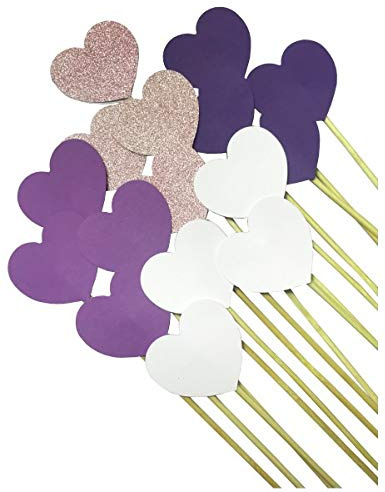 Unser schönster Tag 50 Steckherzen zur Hochzeit Dekoration SH001 - lila, Flieder, weiß