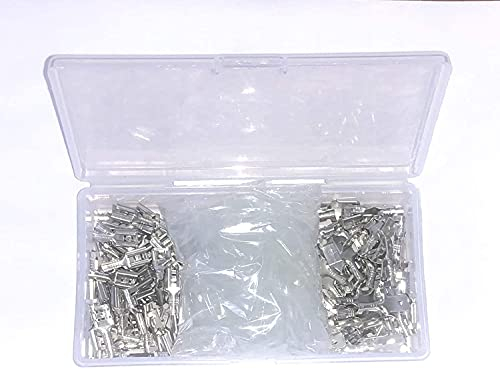 HeyNana - Scatola con 100 terminali faston da 6,3 mm (50 maschi e 50 femmine) e 100 terminali in gomma per crimpatura