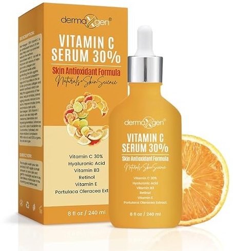 30% Vitamin C Serum (8 Fl Oz) Pure Organic Anti- Wrinkle + Hyaluronic Acid + Retinol + Vitamin E + Vitamin B, Facial Serum For Anti-aging, Wrinkles, And Fine Lines.