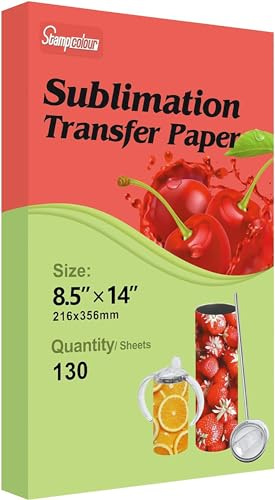 Stampcolour Sublimation Paper 8.5x14 Inches 130 Sheets Heat Transfer Paper for Any Inkjet Printer With Sublimation Ink for Sublimation Tumbler Blank,T-Shirts,DIY 125gsm