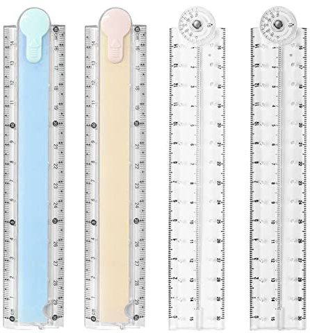 4 x 30 cm faltbares Lineal, transparent, blau, cremefarben, einfaches Kunststoff-Lineal, durchsichtiges und flexibles Schulpapier für Schulkinder.
