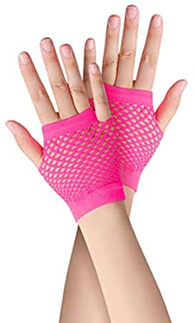 SamHeng netzhandschuhe, 1 Paar Gelb Kurze Netzhandschuhe, durchbohrte fingerlose Nylon-Netz Handschuhe, funky Retro, elegant, dehnbar, Opernabend, Party, 1920er-Jahre-Handschuhe